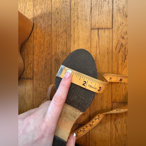 70s Vintage Wooden Wonder Wedge w Clear Vamp and Painted Details Sz 7 - Picture 9 of 13